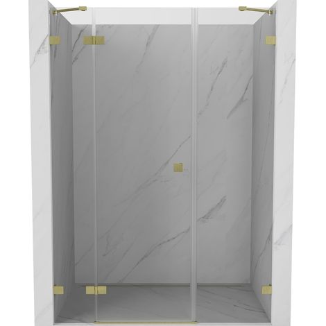 Mexen Lunar porte de douche pliante gauche 130 cm, transparent, or brossé - 834S-130-050-55-00-L (1/5)