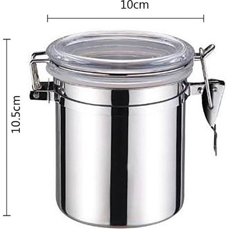 Boîte Hermetique - Boîte De Rangement En Acier Inoxydable Pour Café Grains Thé Farine Céréales - 10x10x10,5 cm - 1 Pièce (1/5)