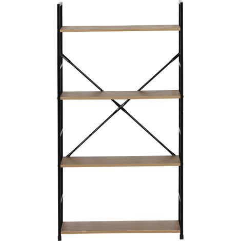 Scaffale a 4 ripiani 112 cm rovere e nero TYDA