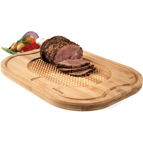 Salter BW07271 tagliere di bambù, tagliere con tacche, scolare il grasso e tenere la carne al sicuro, per arrosto di manzo, pollo, salumi, tavola da tavola, piatto da 40 cm x 30 cm (1/4)
