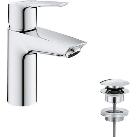 Grohe QuickFix Start - Waschtischarmatur mit Push-Open Ablaufgarnitur, CoolStart, Chrom 23551002