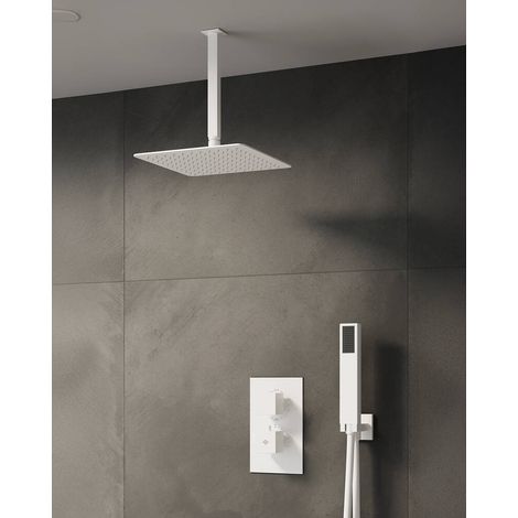 Conj. Empotr. Termostático Orion Blanco + Rociador Techo - GME