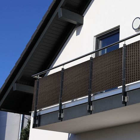 Balkonsichtschutz braun Polyrattan 100 x 90 cm Sichtschutzmatte Polyrattan (1/2)