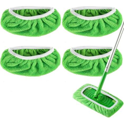 Convient au balai Swiffer Sweeper - Lingettes de balayage à sec et de lavage humide pour usage domestique - Tampons humides lavables pour le nettoyage des sols, lingettes de balai en microfibre réutil (1/4)