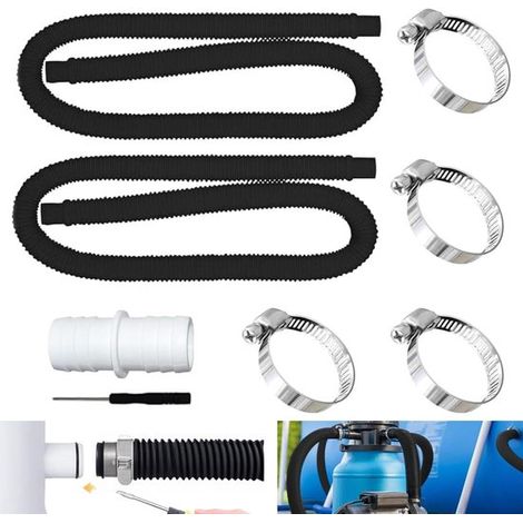 Allecto Plus - Juego de mangueras para bomba de filtro y piscina - 2 piezas de 32 mm + 4 clips de seguridad (1/5)