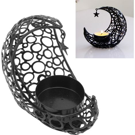 Porte bougie métal lunaire perforé noir pour mariage et décoration de table - Support candle romantique festif design épuré (1/5)