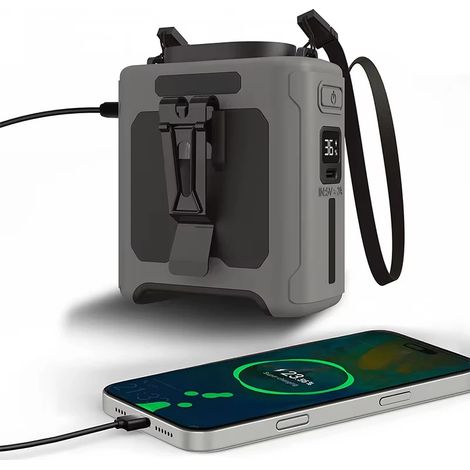 (Gris) Ventilateur de taille portable, adapté aux chantiers de construction extérieurs, aux voyages et autres occasions. (1/5)