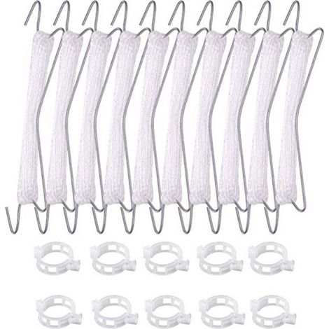 Lot de 10 crochets à tomates avec corde, tomates et concombres, serres pour autres légumes,10 crochets (10 mètres de fil) + 20 boucles