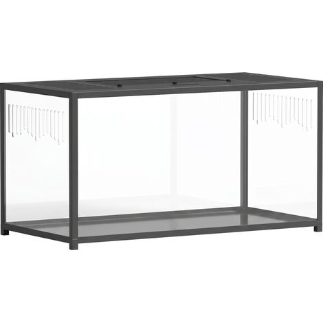Cage pour hamster, habitat pour rongeurs, vue panoramique à 360°, construction métallique robuste, intérieur profond et étanche, 100 x 50 x 52,5 cm, noire (1/5)