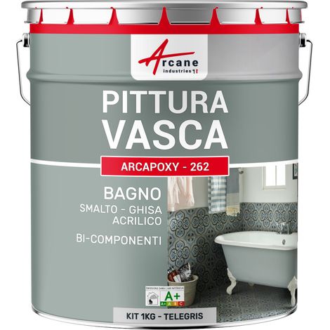 Resina per la ristrutturazione della vasca e del lavandino piatto doccia smalto bagno - ARCAPOXY - 262 - 1 kg (fino a 3 m² in 2 strati) Grigio tele 4 - RAL 7047 - ARCANE INDUSTRIES