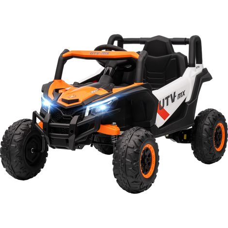 Voiture électrique 12V pour enfants, télécommande, ceinture de sécurité, klaxon, phares LED, port USB, pour les 3-5 ans, orange