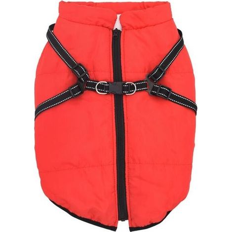 Veste rouge à motif chien, L68, polaire et polyester. (1/4)