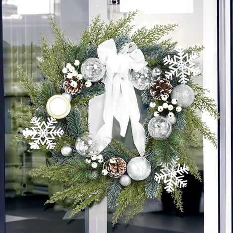 Couronne De Noël - Couronne Décorative En Plastique Pour Porte Intérieure Ou Extérieure - Diamètre 30 Cm - 1 Pièce (1/5)