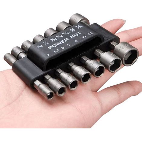 Ensemble de 14 clés à douille métriques pour tournevis électrique et perceuse, tournevis de 1/4 pouce, clés hexagonales-AquaForge (1/4)