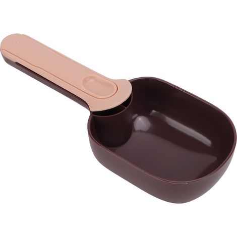 Cuillère multifonctionnelle à pince avec long manche pour nourriture pour chats et chiens (rose café) (1/5)