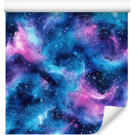 Aquarell-Galaxie-Tapete, blau und blau, weiche Formen, 50 x 1000 cm (1/5)