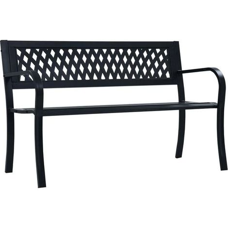 Banc de jardin plastique et métal noir Delta 125cm (1/4)