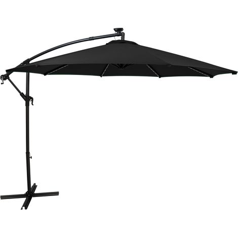 LED Ausleger-Sonnenschirm 3m – Schwarz Ampelschirm Garten