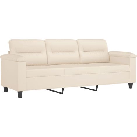 vidaXL Divano a 3 Posti Beige 180 cm in Tessuto Microfibra (1/5)