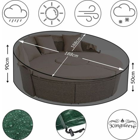 Bâche de protection pour salon de jardin en polyéthylène résistante aux UV et aux déchirures Bain de soleil rond 188cm (1/4)
