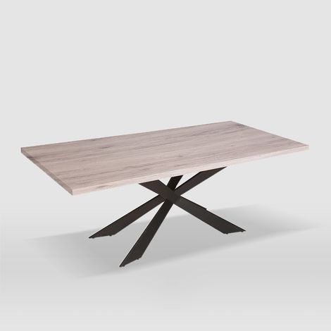 Table de salle à manger de style industriel avec plateau 200 x 100 x 76 cm modèle Amento (1/3)