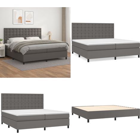 Boxspringbett mit Matratze Grau 200x200 cm Kunstleder - Boxspringbett - Betten - Doppelbett - Kunstlederbett - Graues Bett - Home & Living (1/5)