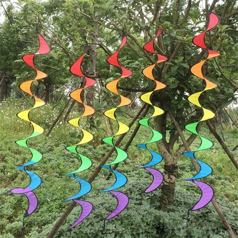 Spirale arc-en-ciel moulin à vent coloré carillon éolien pour jardin maison extérieur camping décoration tente (1/5)