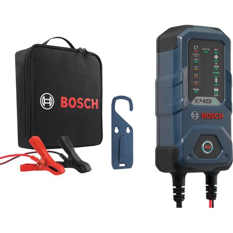 BOSCH C40-LI CHARGEUR DE BATTERIE VOITURE - 5 AMPÈRES AVEC FONCTION DE MAINTIEN, 6/12V POUR BATTERIES LITHIUM-ION, PLOMB-ACIDE,