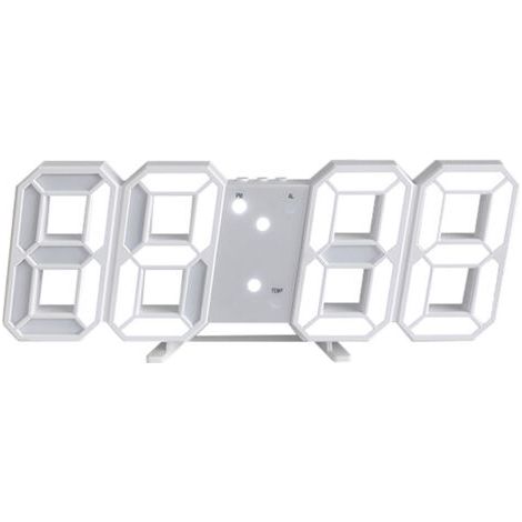 Digitale LED 3D Wanduhr 12/24 Stunden Temperatur Datumsanzeige Zeitanzeige Speicherfunktion Snooze Nachtlicht Helligkeit Regulierbar (1/4)