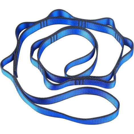 Sangle d'Extension Réglable, Corde d’Escalade Multi Boucles, 110cm Élingue Bandes d'Exercice pour Stretching, Pilates, Fitness-Bleu (1/4)