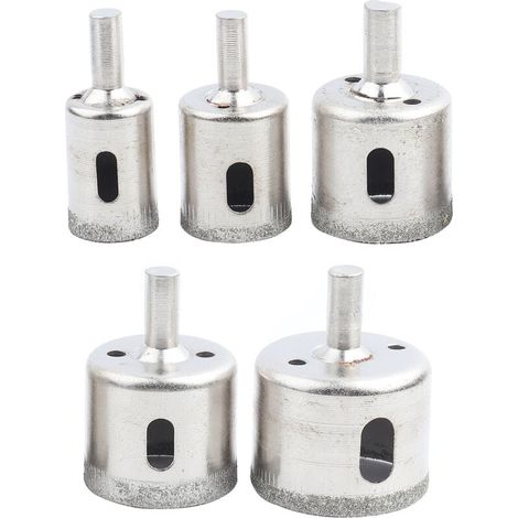 Jeu de Forets de Scie Cloche pour Carrelage Diamant 5 Pièces, pour Enlever les Cercles sur le Verre, le Marbre, le Granit avec de L'eau, pour Faire des Trous Propres sur le (1/4)