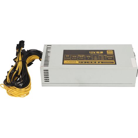 Alimentation 2000W pour Minage, Support 8 Cartes GPU, PSU 2U Monocanal, PC Mining 180-264V (1/5)