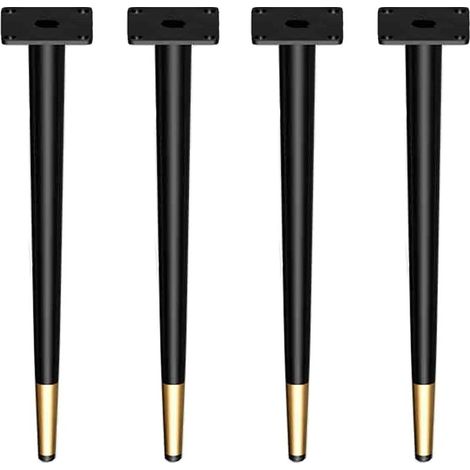 70 cm Lot de 4 Pieds de Meuble Coniques en métal, Noir et doré, réglables, Droits et Coniques, pour Bureau, chaises, armoires, canapés et Autres Meubles (1/5)