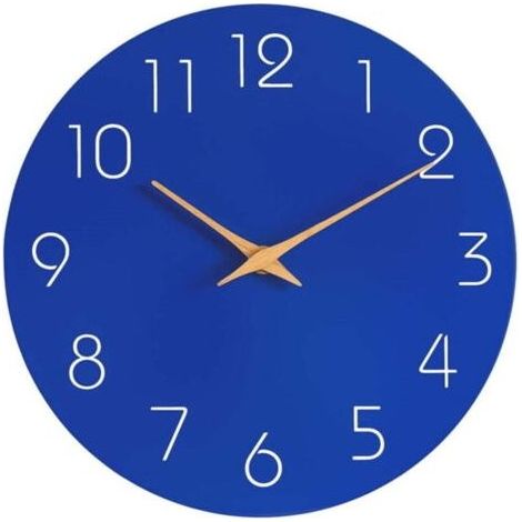 Horloge murale en bois bleu, silencieuse (sans tic-tac), idéale pour la décoration intérieure./salle de bain/Décoration scolaire (1/5)