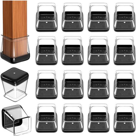 Set da 16 pezzi di protezioni per pavimenti, protezioni per gambe di sedie, protezioni per gambe di sedie altamente trasparenti con feltro, protezioni per gambe di sedie in silicone, tappi per gambe d (1/4)