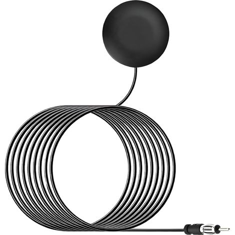 Antenne pour Voiture, Antenne FM/AM Voiture Adhésive Sensibilité Autoradio de Patch Ronde Signal De Pare-Brise Cachée avec Prise DIN 3M Câble D'extension pour Véhicule Camion SUV Stéréo Lecteur HD (1/5)