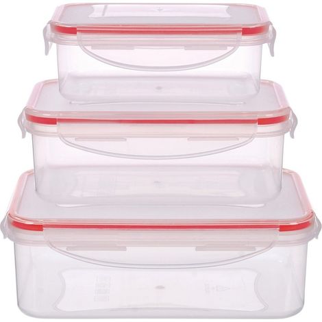 Pack de 3 táperes herméticos de plástico 0.24L - 0.5L - 1L