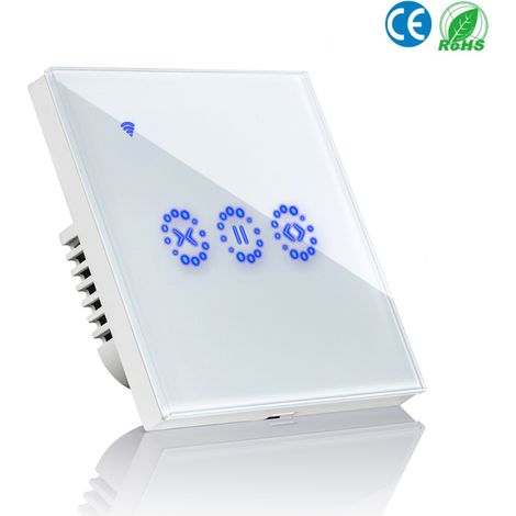 Interrupteur de rideau intelligent Wi-Fi, tactile, commande vocale, minuterie nuit/matin, compatible téléphone pour portes de garage (1/5)