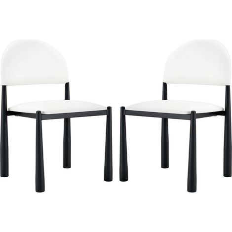 GagaChaises salle à manger lot de 2, dossier demi-rond, PU, métal, 80 cm (1/5)