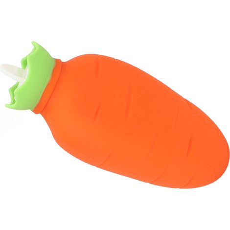 Bouillotte Carotte Mignonne en Silicone Micro-ondable Anti-Fuite Sac Eau Chaude Portable 330ml Orange (1/5)