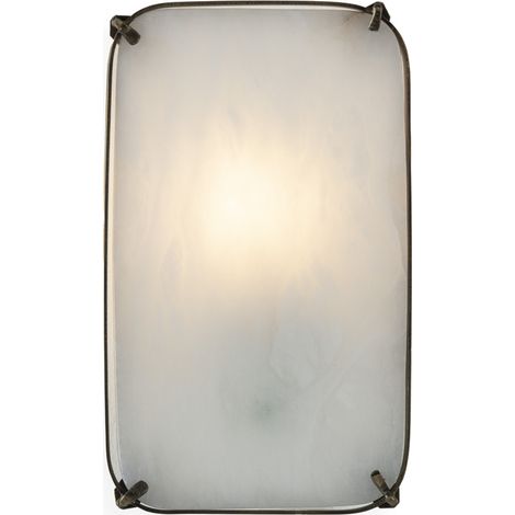 Aplique 15X12X25 Alabastro Blanco/Metal Laton Envejecido (1/4)