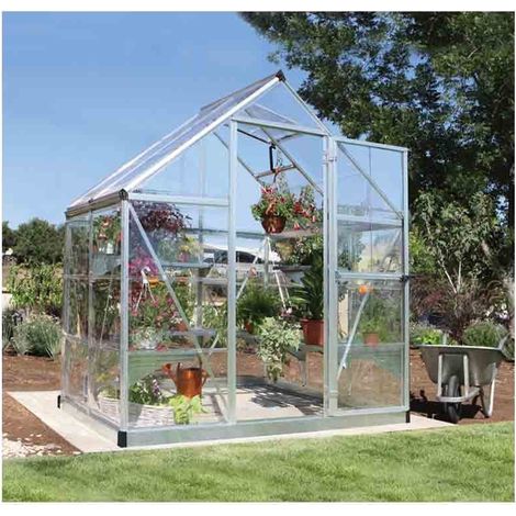 Serre de jardin en polycarbonate Harmony 2,33 m², Couleur Argent, Ancrage au sol Oui (1/3)
