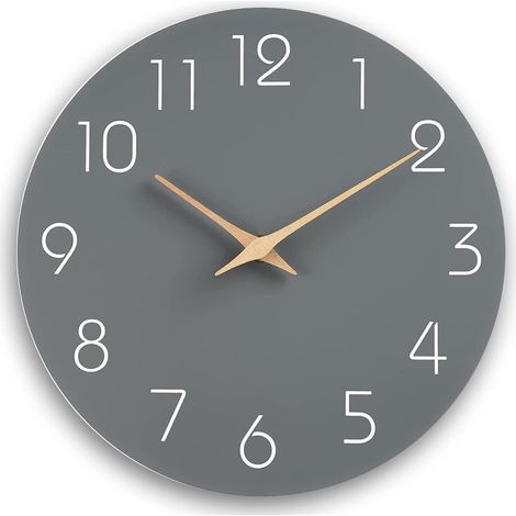 Horloge murale silencieuse sans tic-tac, horloge murale design moderne, sans cadre pour salon cuisine chambre bureau, gris 30 cm (1/5)