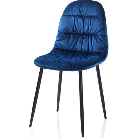 "Set 4 sedie PEGGIE blu oceano in metallo e velluto" (1/2)