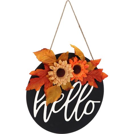 Thanksgiving-Kranz, Holzschild, Türhänger, Willkommensschild, Kranz-Angebot, Heimdekoration, Ahornblatt, Sonnenblume (1/5)