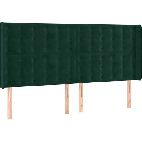 Testiera Testata del letto ad Orecchio Verde Scuro 183x16x118/128 cm in Velluto (1/4)
