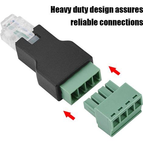Connecteur Ethernet RJ11 6P4C mâle vers bornier à vis 4 broches (1/5)