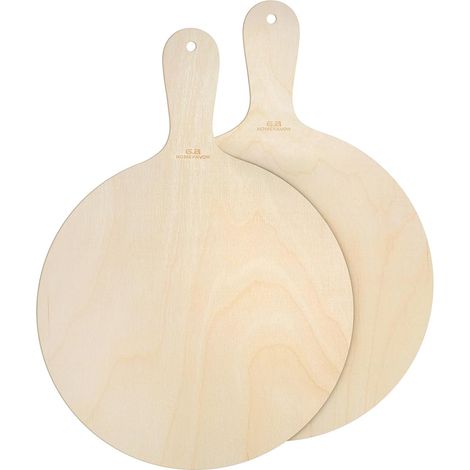 Plat à Pizza Ronde, Planche à Pizza en Bois avec Poignée, Assiette à Pizza Pratique et Planche à Découper Rustique pour Des Pizzas, Du Pain, Du Fromage, Des Antipasti, Des Fruits, 32 cm, En kit de 2 (1/5)