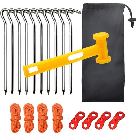 Piquets de Tente en Aluminium, 10 Pièces 18cm Clous de Tente Crochets de Tente Piquet Tente Sol Dur Piquets de Tente Camping Sardines Camping, pour Le Jardinage Camping Tentes (1/5)