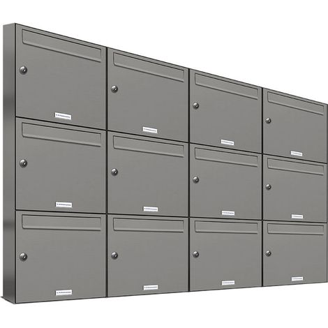 12er Premium Briefkasten Aluminiumgrau RAL Farbe 9007 für Außen Wand Postkasten 4x3 (1/5)